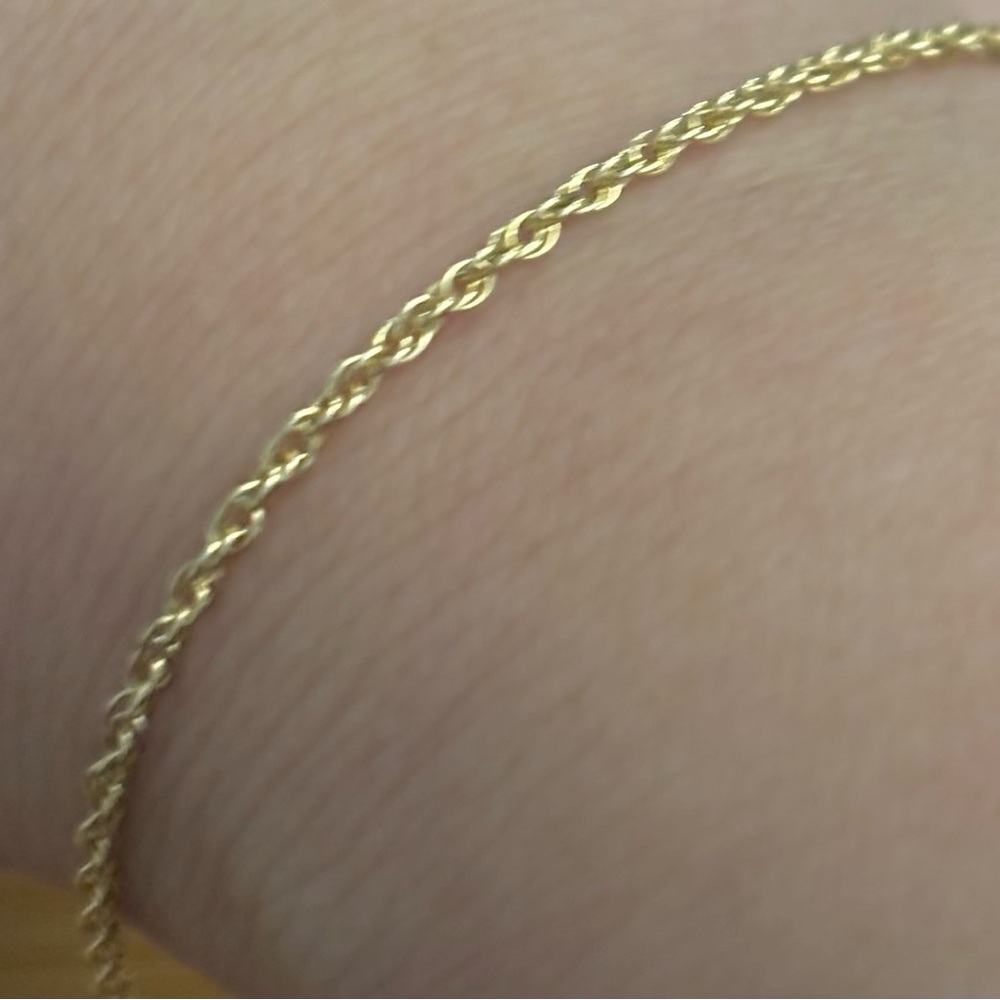 14 k gold Delicate Gold Rope Chain Bracelet - Women 7 inches
